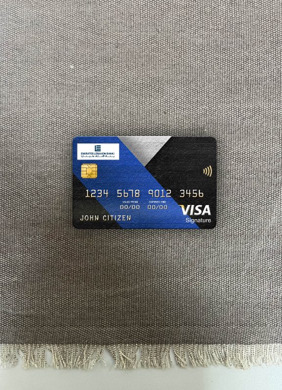 Download Lebanon Emirates Lebanon Bank visa signature card photolook front Photoshop template